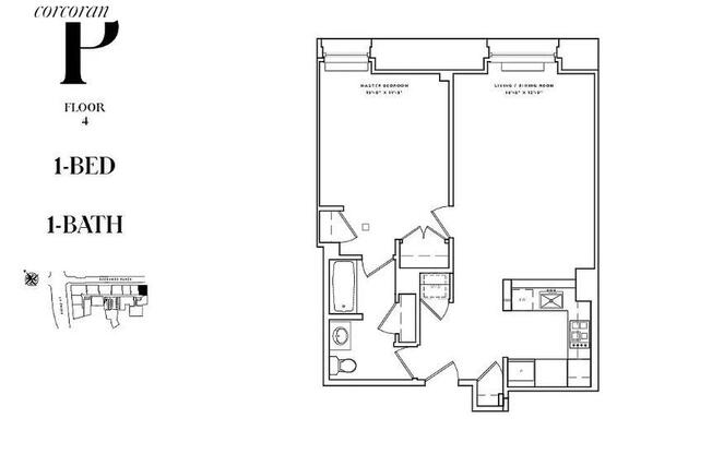 1 bed, 1 bath, 866 sqft, $4,500, Unit 4P