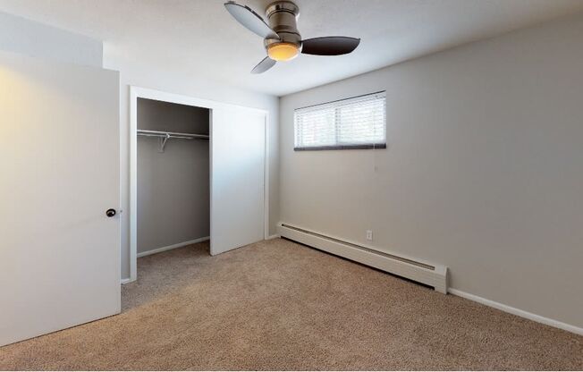 Master bedroom with remote controlled ceiling fan