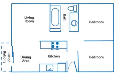 2 beds, 1 bath, 892 sqft, $1,325