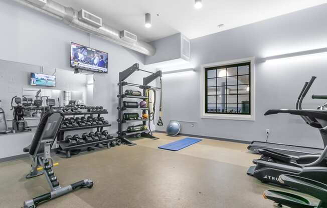 Gym at Clocktower and Velvet Mill Apartments, Connecticut, 06040