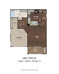 1 bed, 1 bath, 726 sqft, $1,398