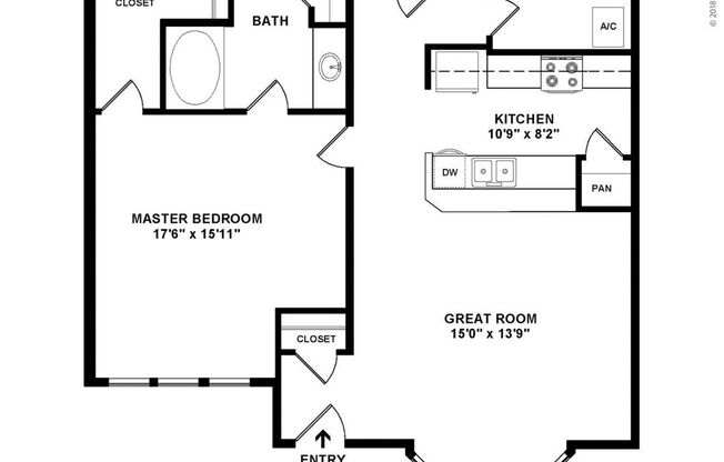 1 bed, 1 bath, 860 sqft, $1,839