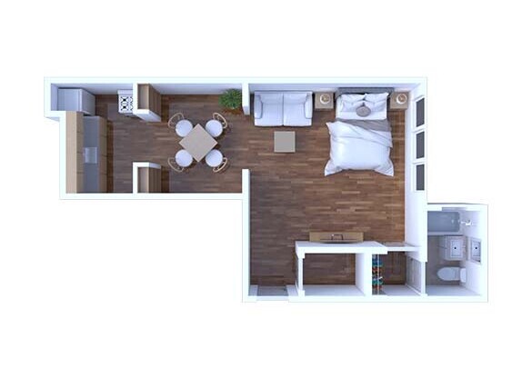 Studio, 1 bath, $1,343