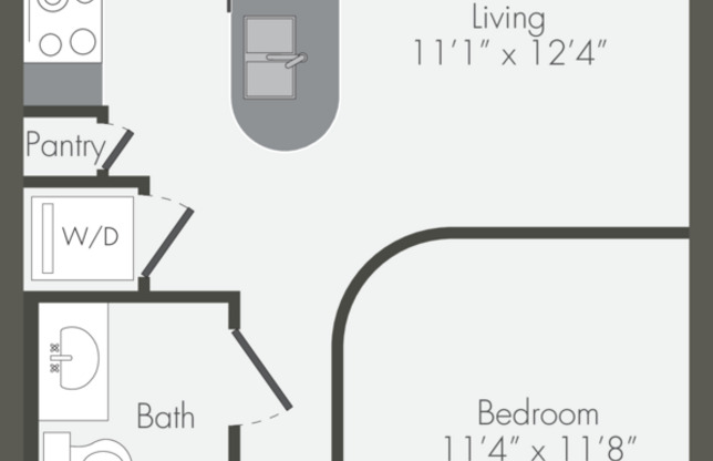 1 bed, 1 bath, 597 sqft, $1,463