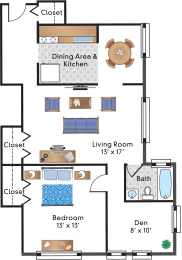 1 bed, 1 bath, 856 sqft, $2,595