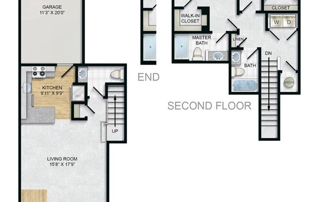 2 beds, 2.5 baths, 1,048 sqft, $2,215, Unit 1-9448