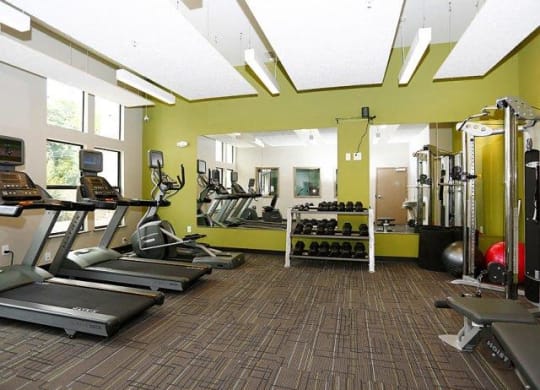 Treadmills And Free Weights In Gym at The George &amp; The Leonard, Atlanta
