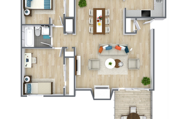2 beds, 2 baths, 1,053 sqft, $1,425