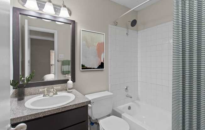 a bathroom with a sink and a toilet and a tub