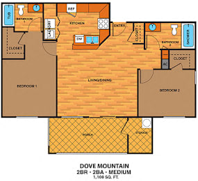2 beds, 2 baths, 1,110 sqft, $1,623