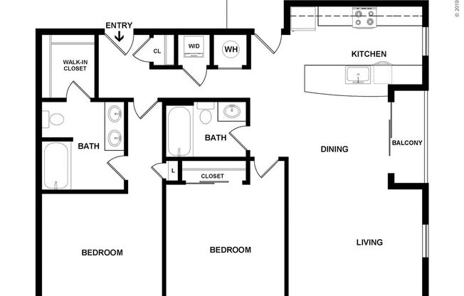 2 beds, 2 baths, 1,084 sqft, $1,725