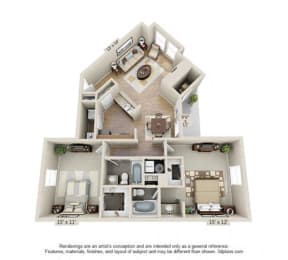 2 beds, 2 baths, 1,055 sqft, $1,854