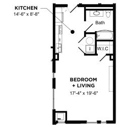 Studio, 1 bath, 582 sqft, $1,838