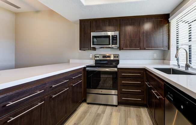 Kitchen with stainless steel appliances