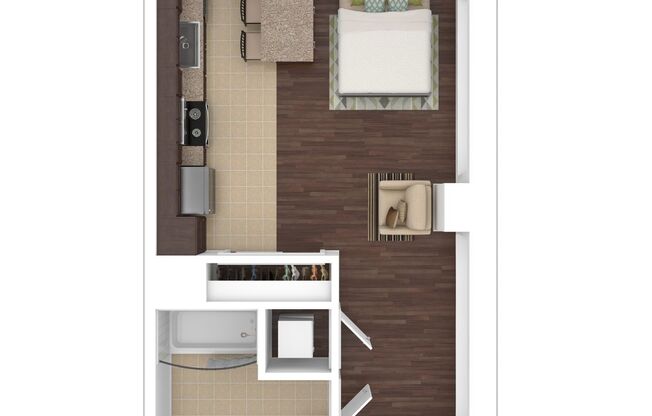 Studio, 1 bath, 526 sqft, $2,075, Unit C-G12