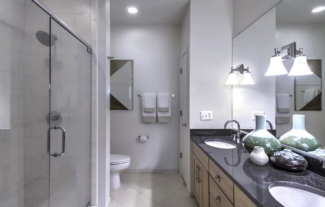 apartments in vienna va - The Reserve at Tysons Corner Spa bathrooms