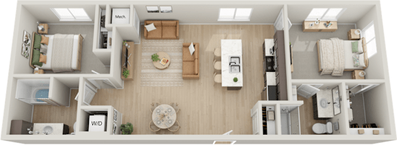 2 beds, 2 baths, 915 sqft, $1,518