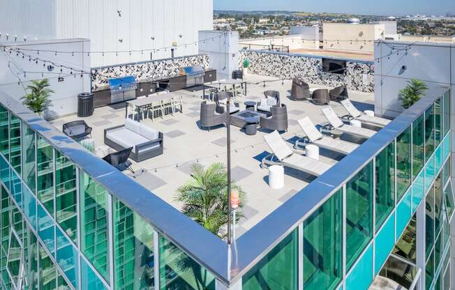 arial view of the rooftop patio at Vue, San Pedro, CA 90731