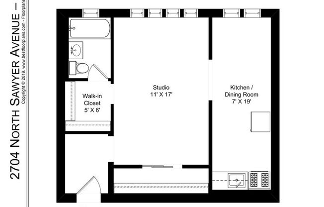 Studio, 1 bath, 552 sqft, $1,295, Unit Sawyer-306