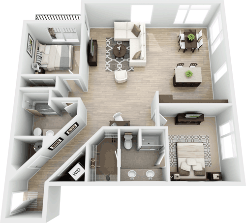 2 beds, 2 baths, 1,235 sqft, $3,404, Unit 522