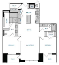 2 beds, 2 baths, 1,314 sqft, $2,993