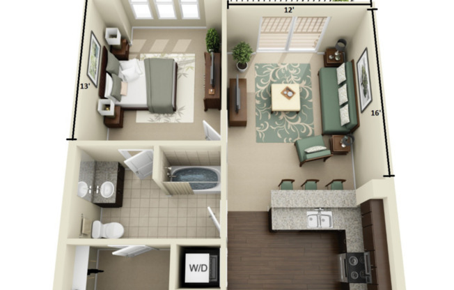 1 bed, 1 bath, 724 sqft, $1,197