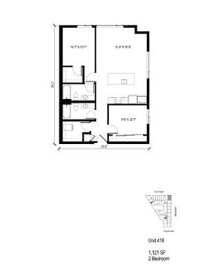 2 beds, 2 baths, 1,121 sqft, $3,410