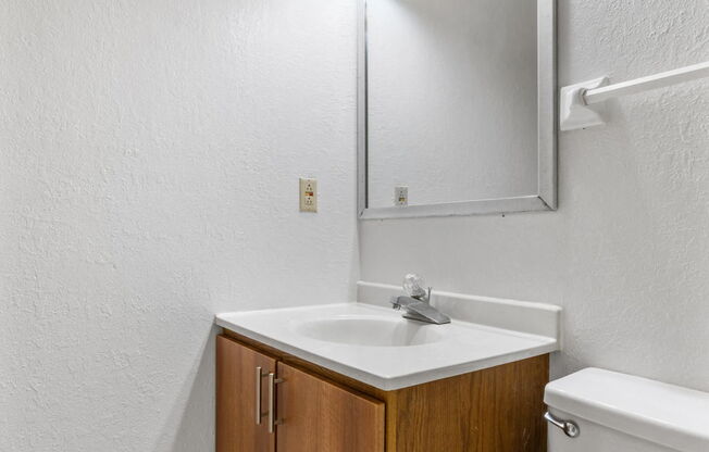 a bathroom with a toilet and a sink and a mirror