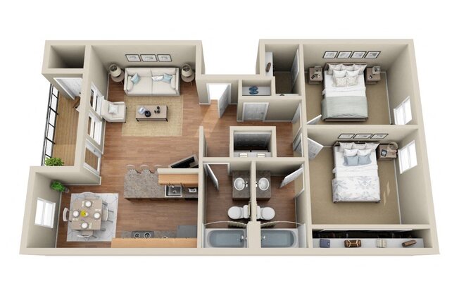 2 beds, 2 baths, 961 sqft, $1,805