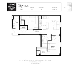 2 beds, 2 baths, 955 sqft, $2,143