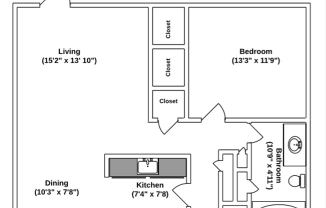 1 bed, 1 bath, 690 sqft, $710