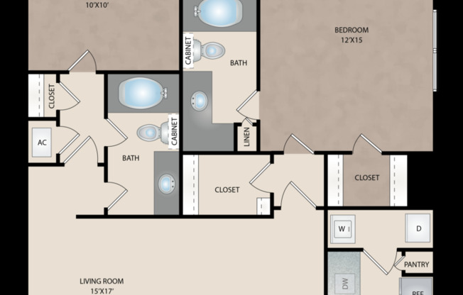 2 beds, 2 baths, 1,108 sqft, $1,845