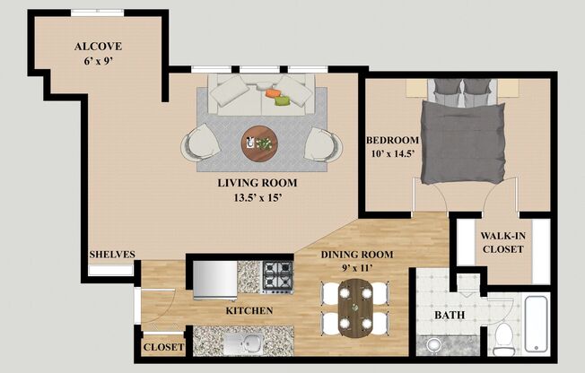 1 bed, 1 bath, 760 sqft, $1,260, Unit 575304