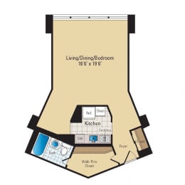 Studio, 1 bath, 610 sqft, $1,846