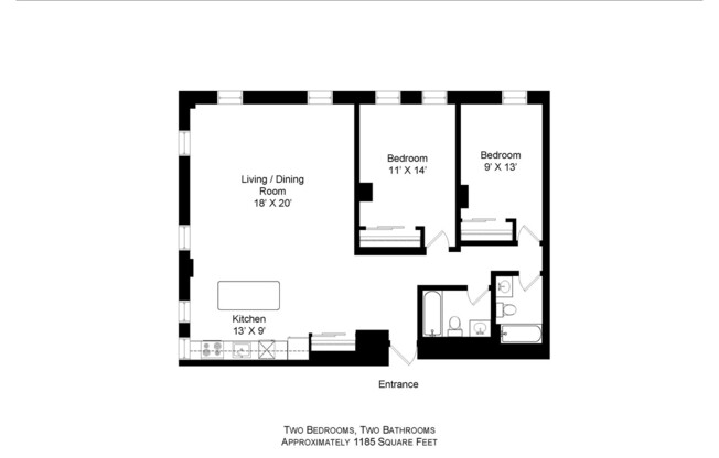 2 beds, 2 baths, 1,000 sqft, $2,095, Unit 104