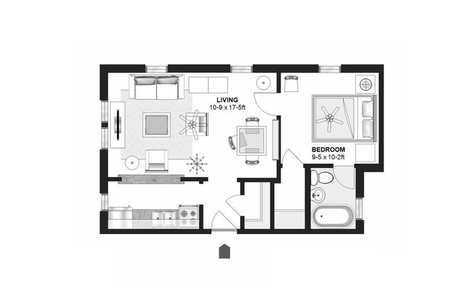 1 bed, 1 bath, 435 sqft, $850, Unit 208