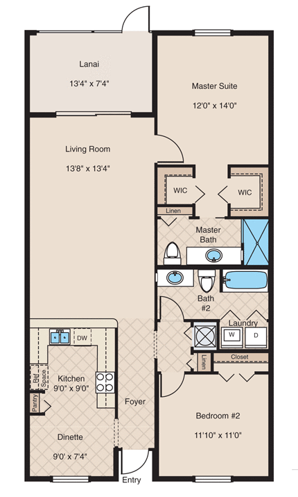 2 beds, 2 baths, $1,800, Unit #515