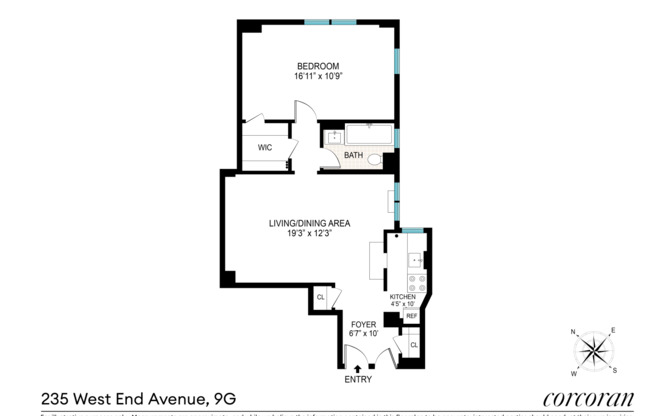 1 bed, 1 bath, $4,200, Unit 9G