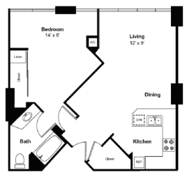 1 bed, 1 bath, 770 sqft, $2,035