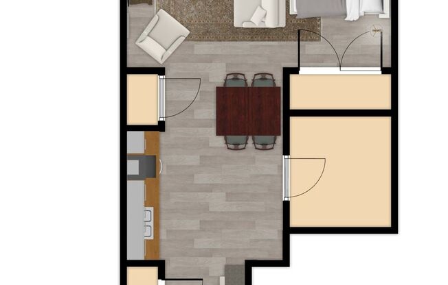 Studio, 1 bath, 621 sqft, $1,500, Unit 204