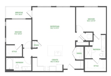 2 beds, 2 baths, 1,170 sqft, $1,863