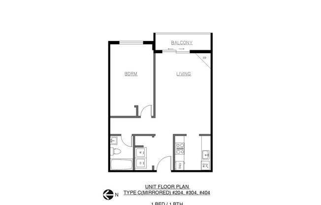 1 bed, 1 bath, 580 sqft, $1,699, Unit 404
