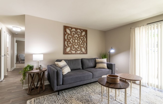 This is picture of the living room in the 823 square foot 2 bedroom apartment at Aspen Village Apartments in the Westwood neighborhood of Cincinnati, OH.