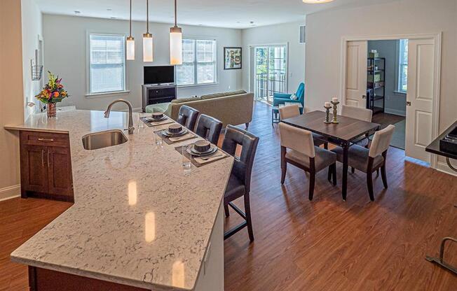 Granite countertop breakfast bars at Heritage Court, New Jersey