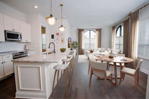 a kitchen and dining area in a 555 waverly unit at Fairfax, Grandview, 43212