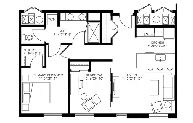 2 beds, 1 bath, 941 sqft, $2,375, Unit 109