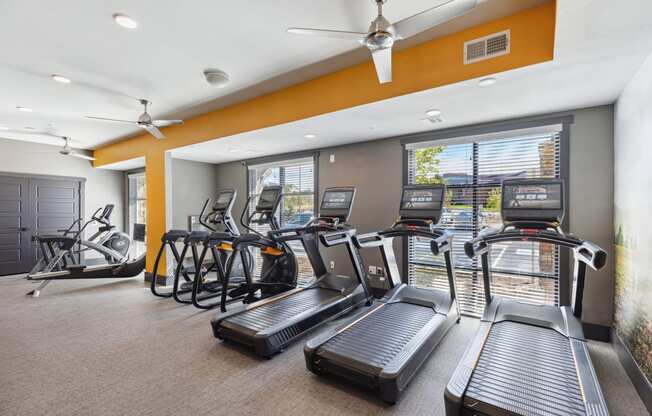 the gym with cardio equipment at the zeb apartments
