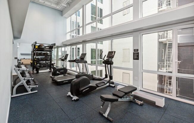 Fitness center with weightlifting equipment at TL Residences
