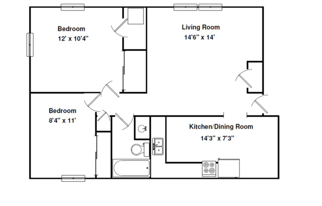 2 beds, 1 bath, 850 sqft, $885