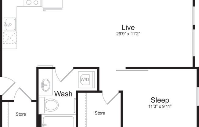 1 bed, 1 bath, 697 sqft, $2,330, Unit 303